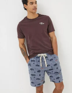 FatFace Land Rover Pyjama Shorts Chambray Blue Outlet