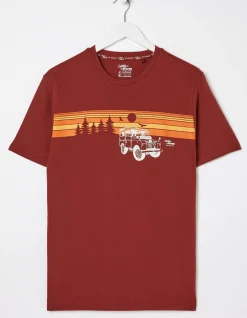 FatFace Land Rover Sunset Road T-Shirt Bright Red Best