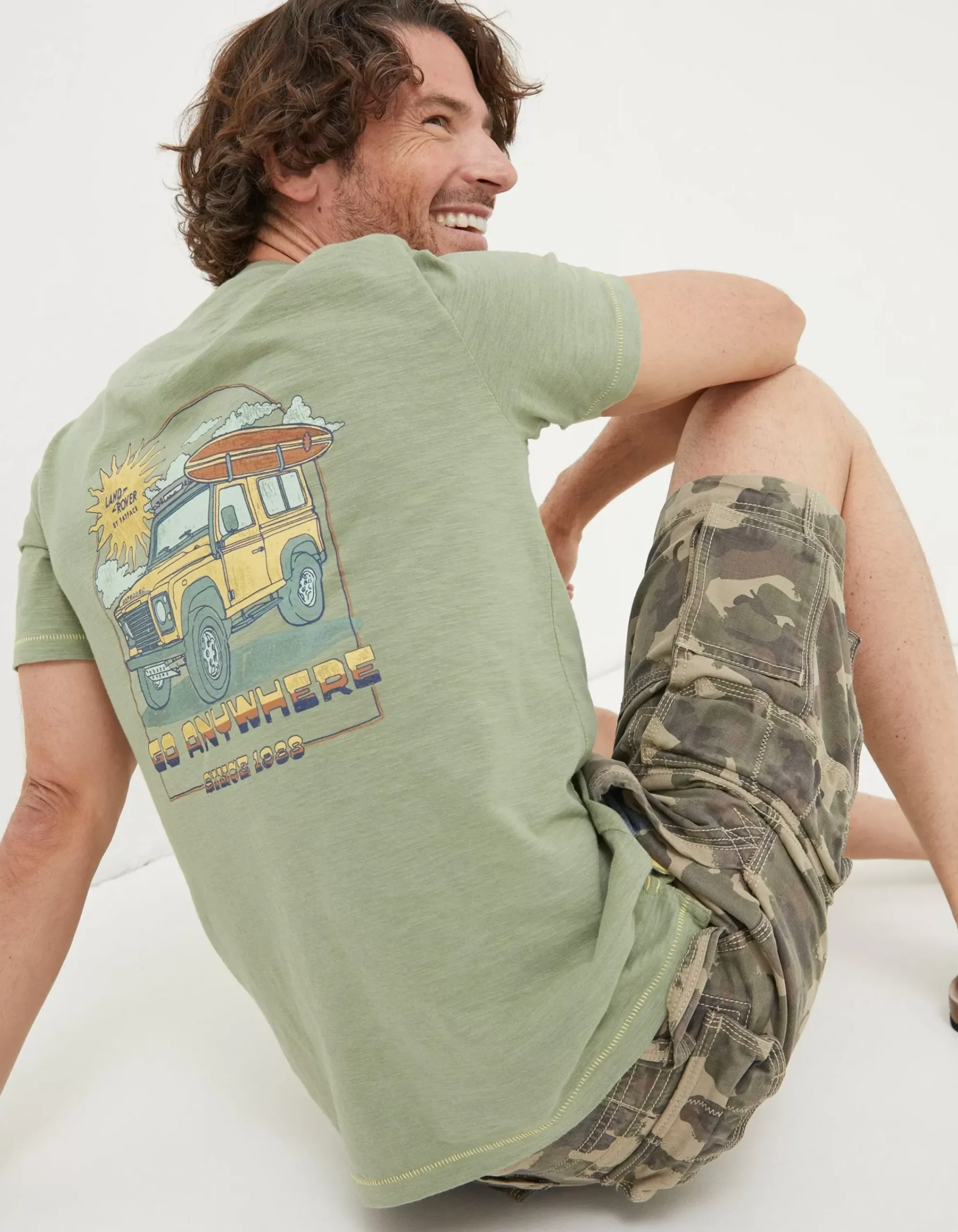 FatFace Land Rover Surf Trip T-Shirt Light Green New