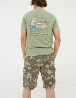 FatFace Land Rover Surf Trip T-Shirt Light Green New