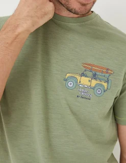 FatFace Land Rover Surf Trip T-Shirt Light Green New