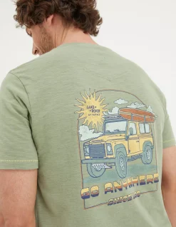 FatFace Land Rover Surf Trip T-Shirt Light Green New