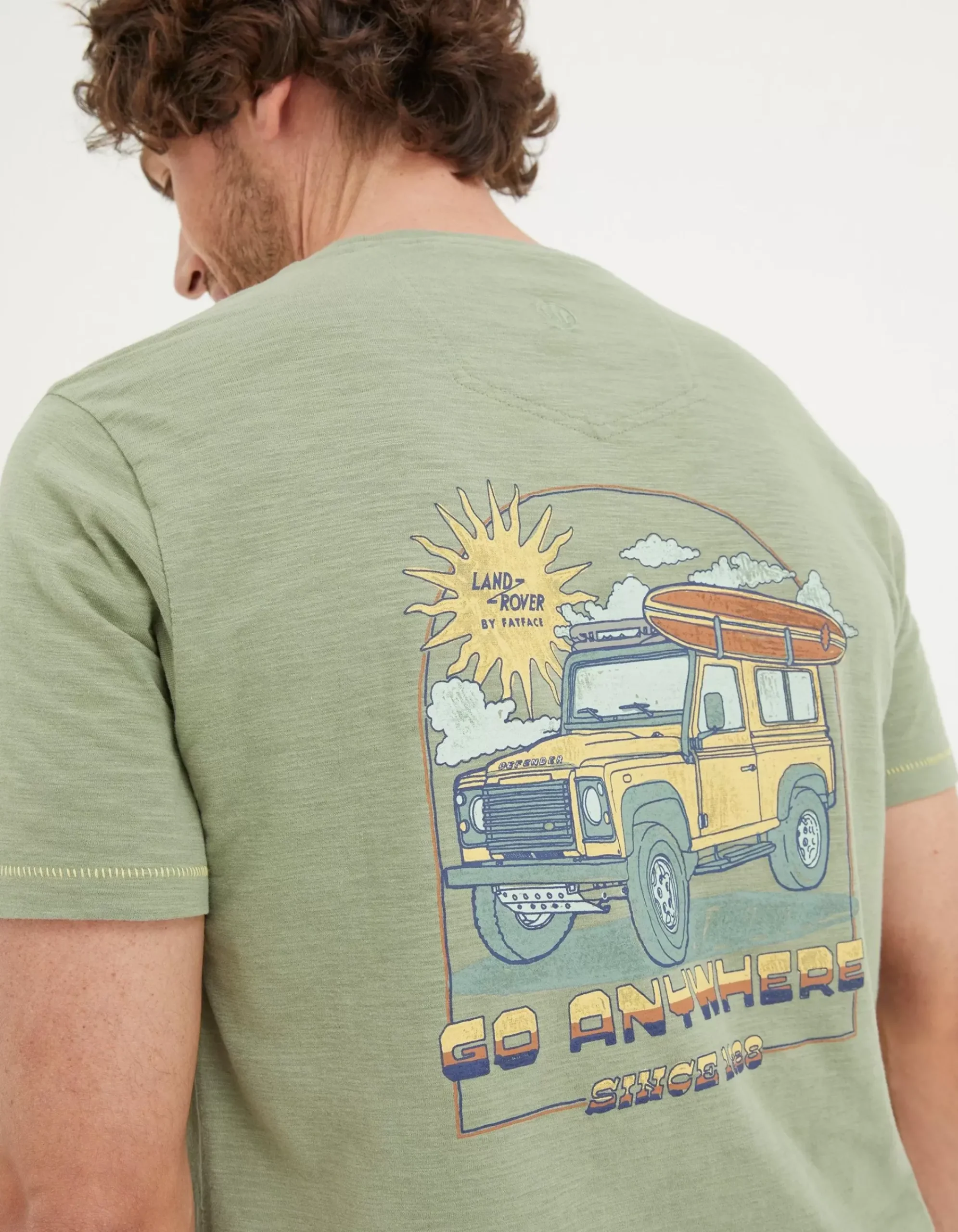 FatFace Land Rover Surf Trip T-Shirt Light Green New