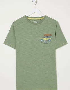 FatFace Land Rover Surf Trip T-Shirt Light Green New