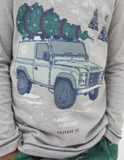 FatFace Land Rover Woven Pyjama Set Green Outlet