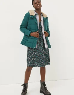 FatFace Lara Puffer Coat Dark Teal Discount
