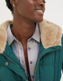 FatFace Lara Puffer Coat Dark Teal Discount