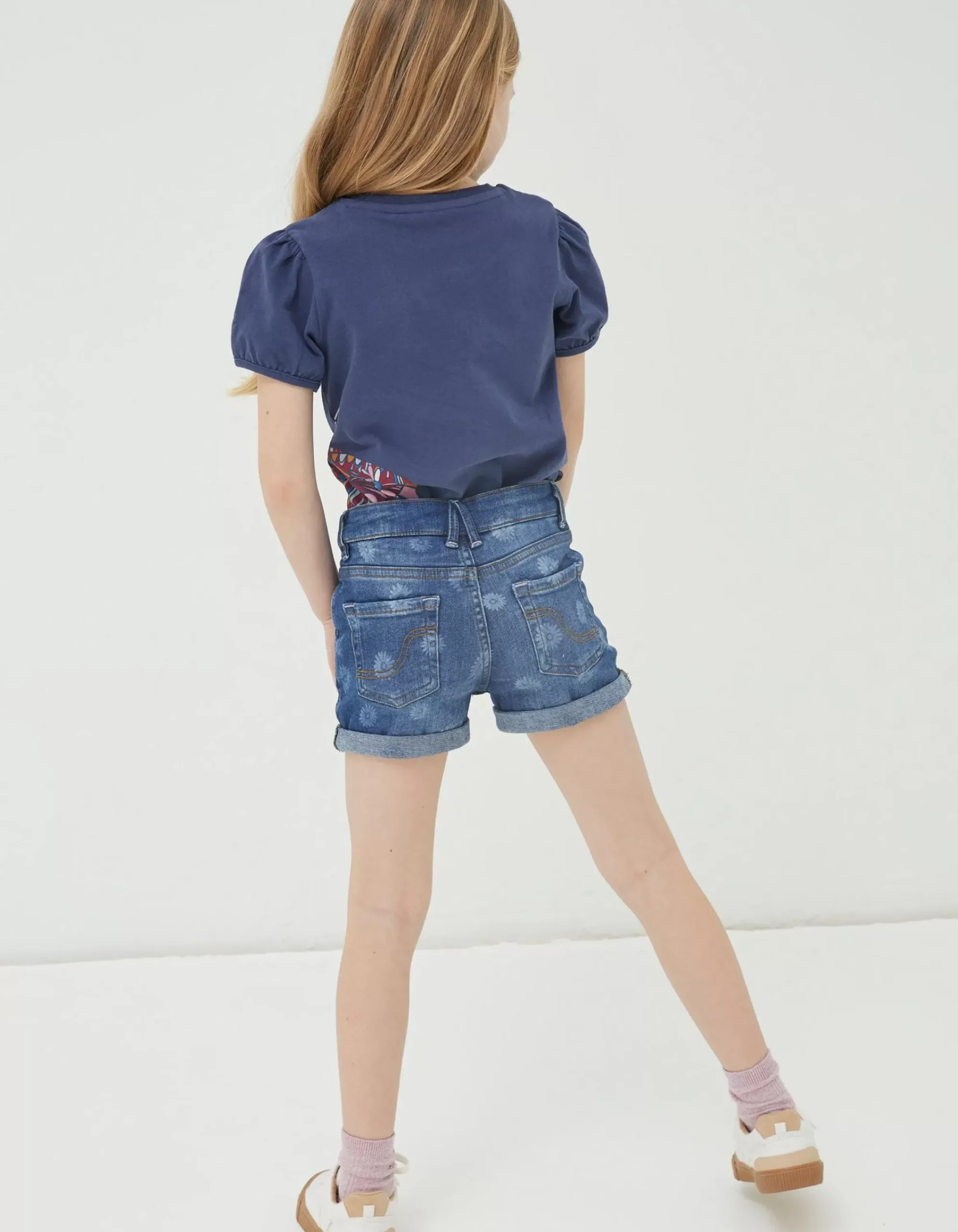 FatFace Laser Print Denim Shorts Denim Blue Best