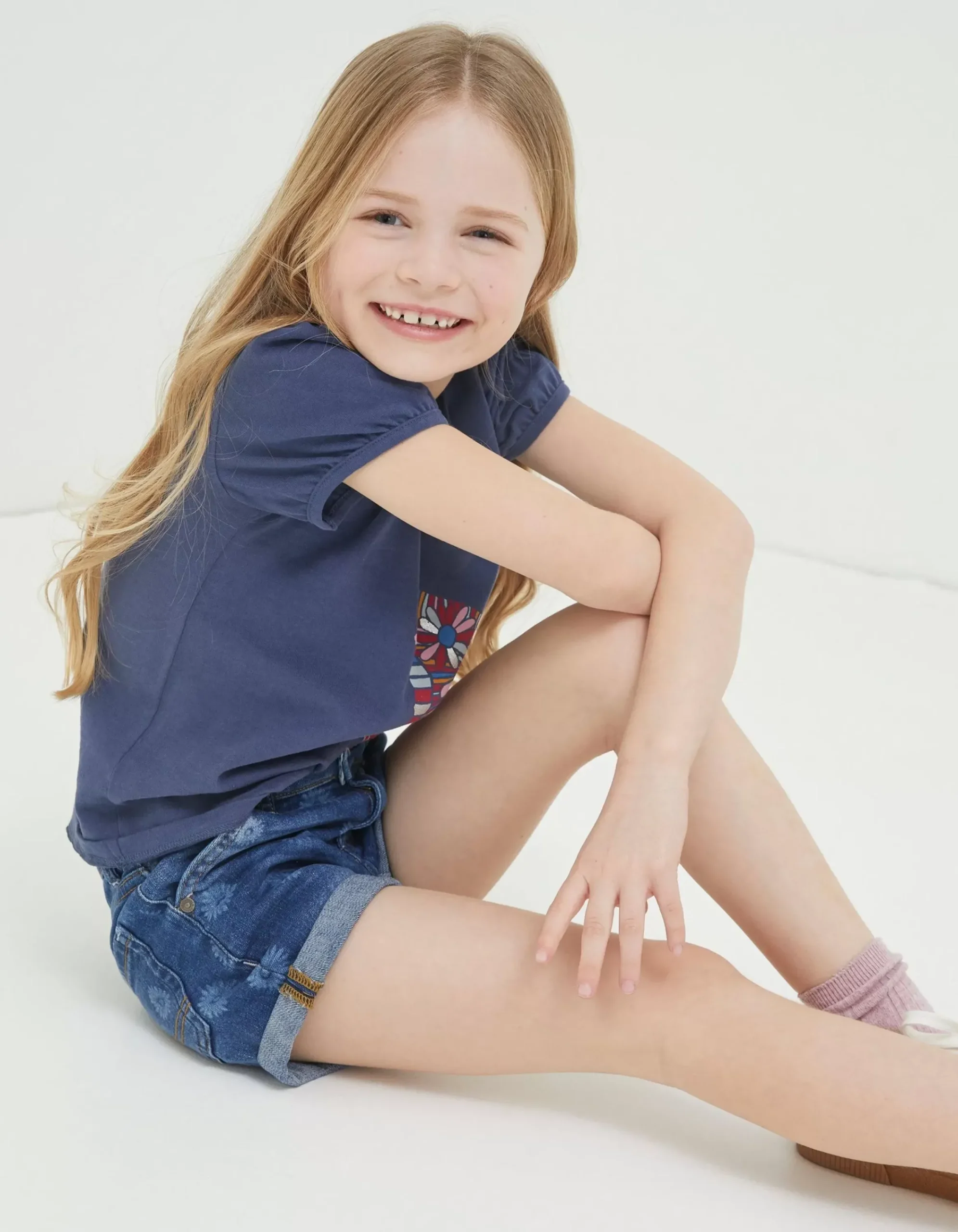 FatFace Laser Print Denim Shorts Denim Blue Best