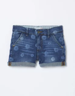 FatFace Laser Print Denim Shorts Denim Blue Best