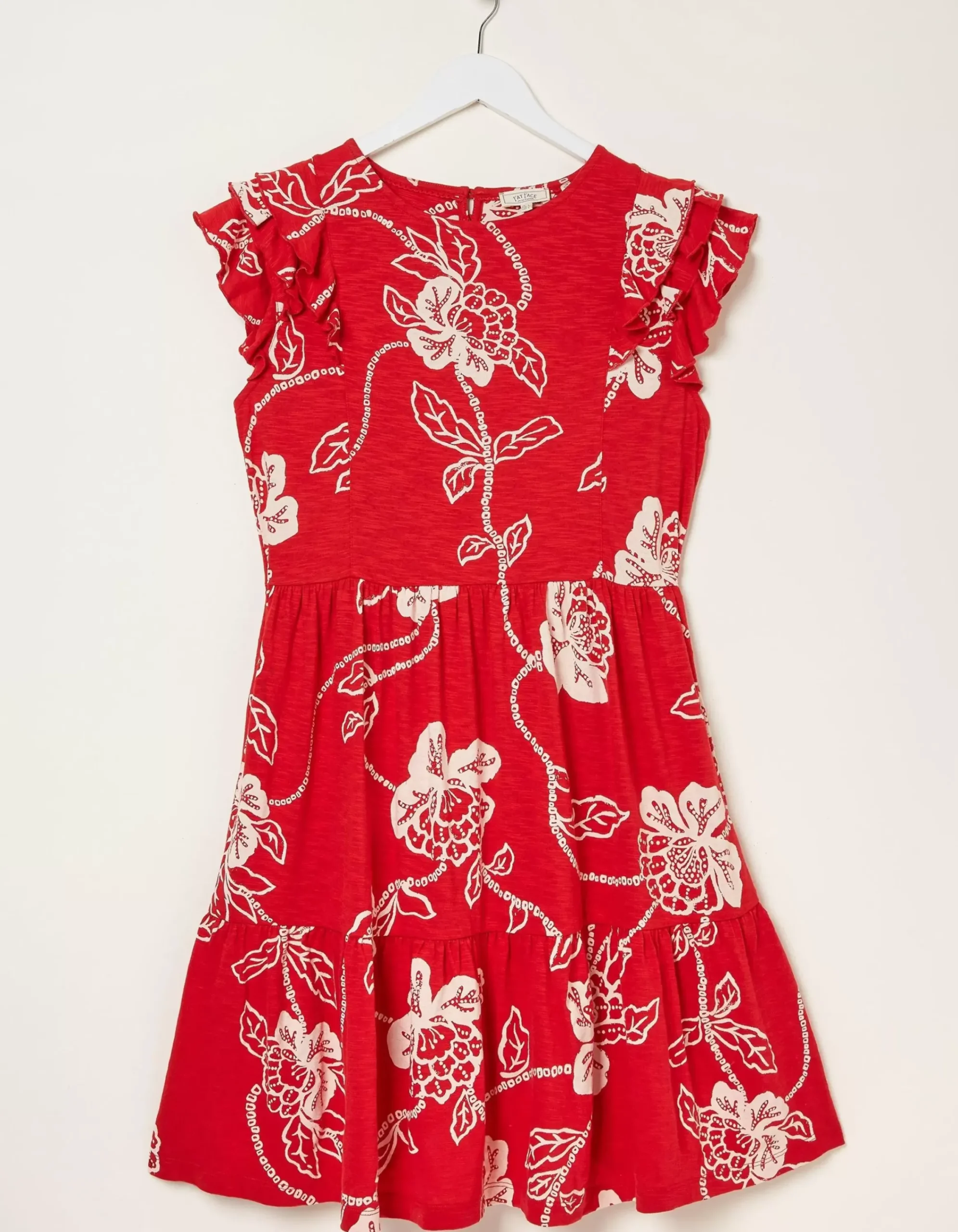 FatFace Laurie Batik Jersey Dress Tomato Red Hot