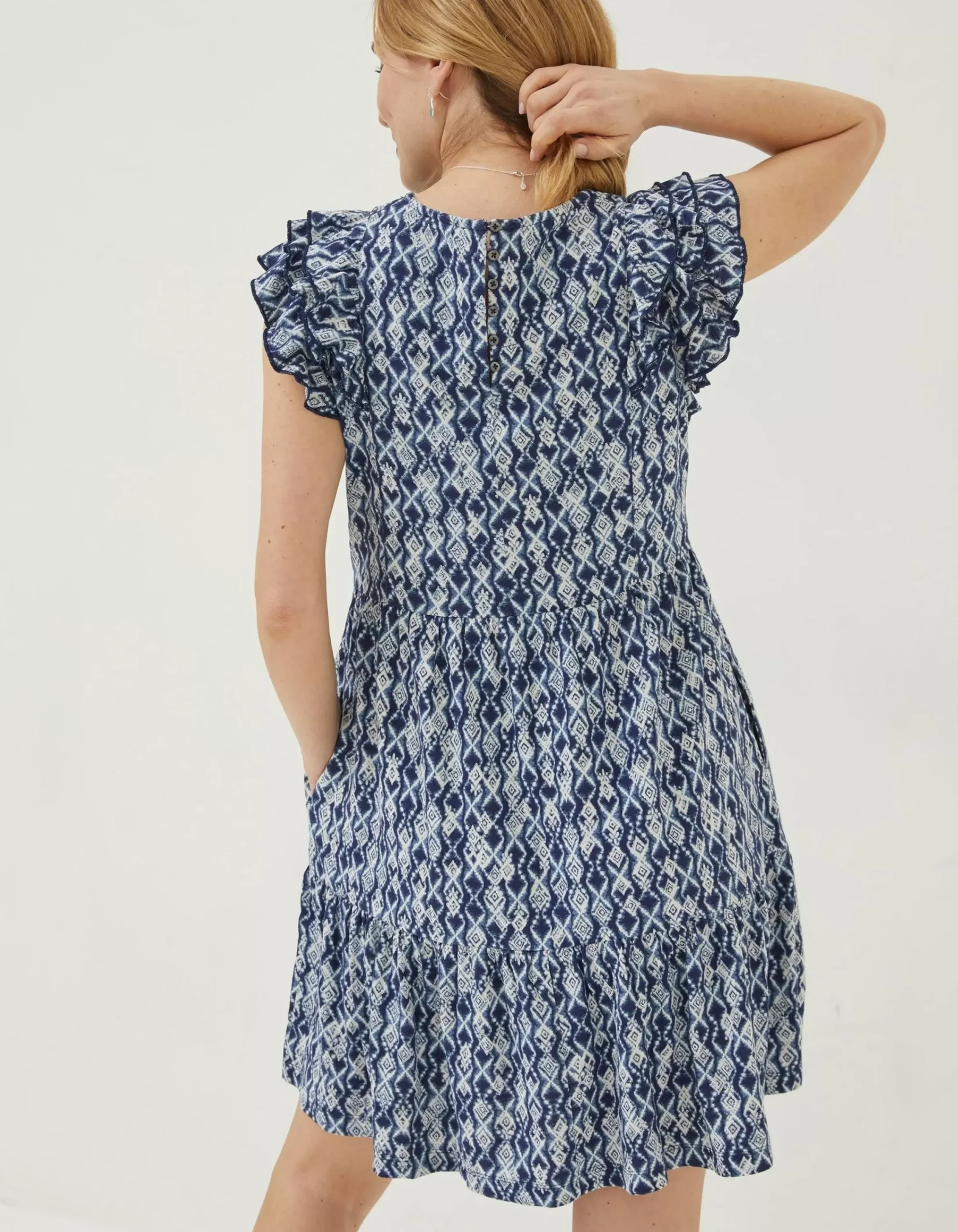 FatFace Laurie Geo Jersey Dress Navy Hot