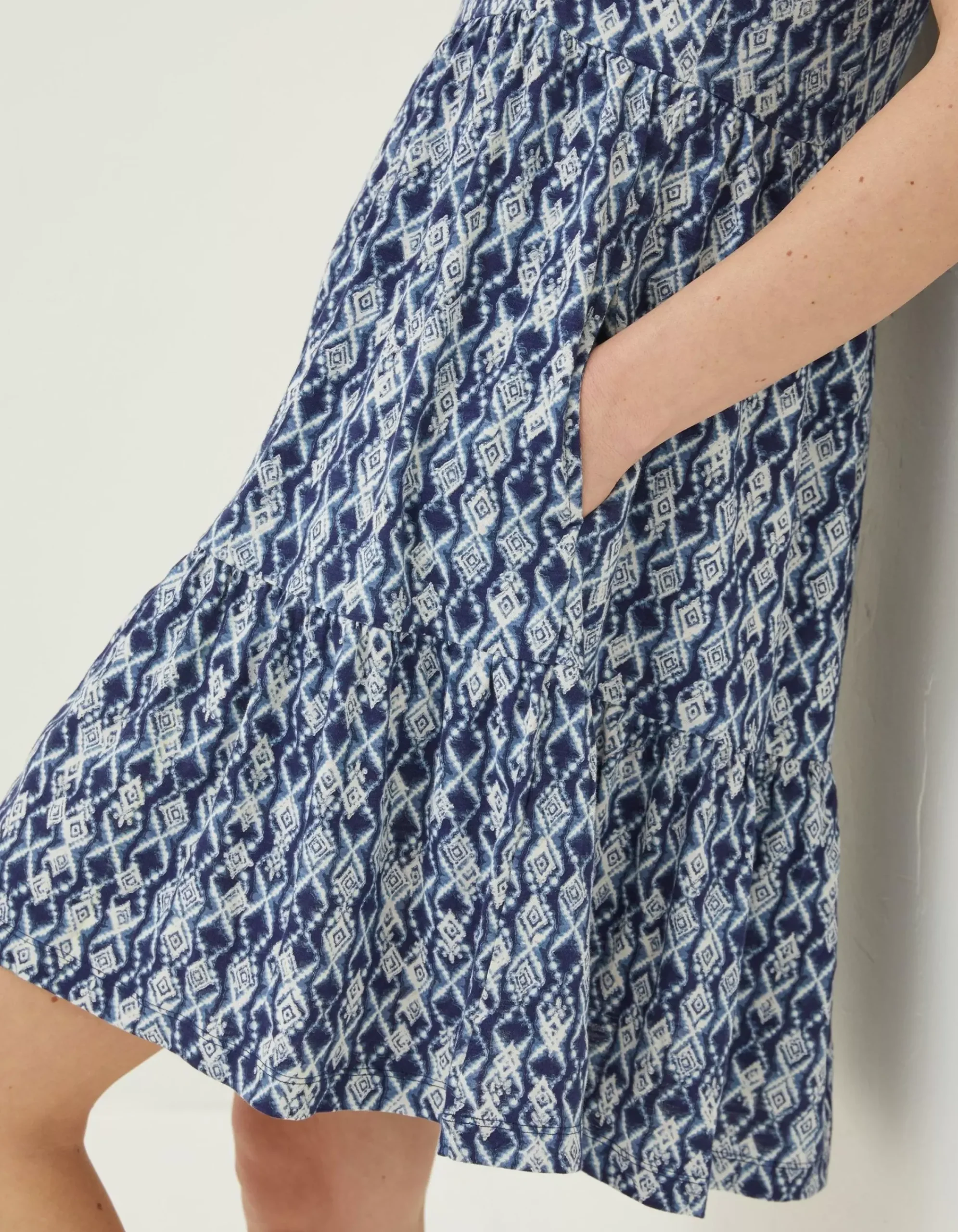 FatFace Laurie Geo Jersey Dress Navy Hot