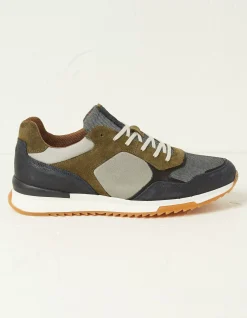 FatFace Leather Colour Block Trainers Navy Outlet