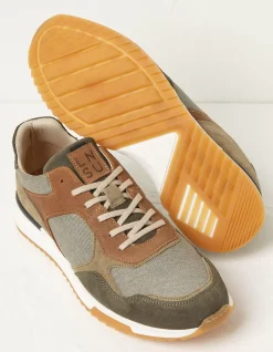 FatFace Leon Leather Trainer Grey Discount