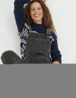 FatFace Lewes Cord Dungaree Charcoal Grey Hot