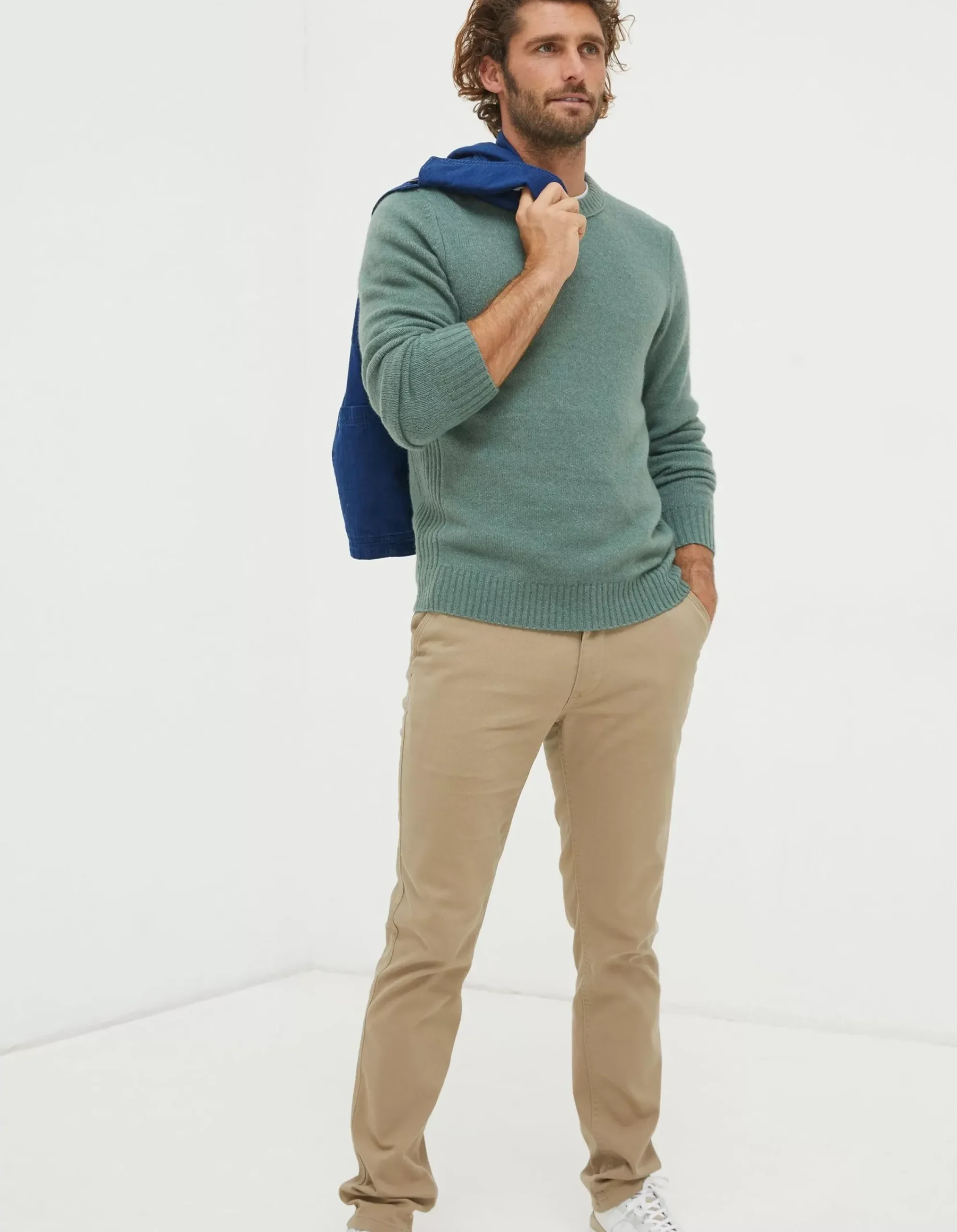 FatFace Lewes Crew Jumper Sage Green Online