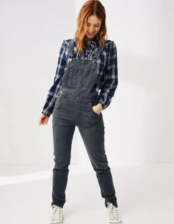 FatFace Lewes Slim Leg Denim Dungarees Vintage Grey Outlet