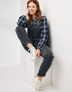 FatFace Lewes Slim Leg Denim Dungarees Vintage Grey Outlet