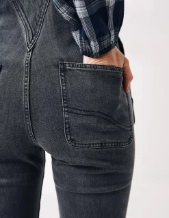 FatFace Lewes Slim Leg Denim Dungarees Vintage Grey Outlet