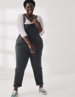 FatFace Lewes Slim Leg Denim Dungarees Vintage Grey Outlet