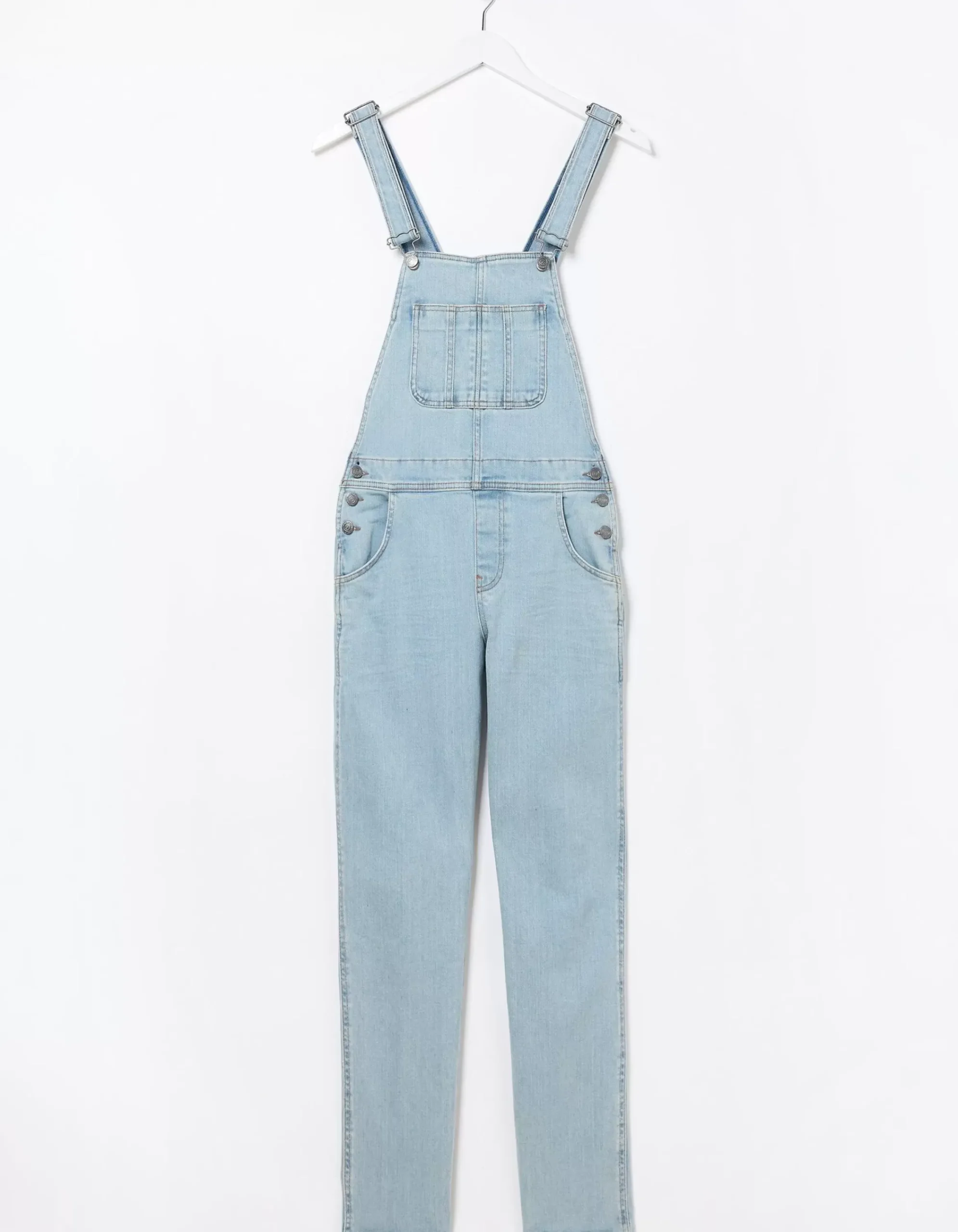 FatFace Lewes Slim Leg Denim Dungarees Light Blue New