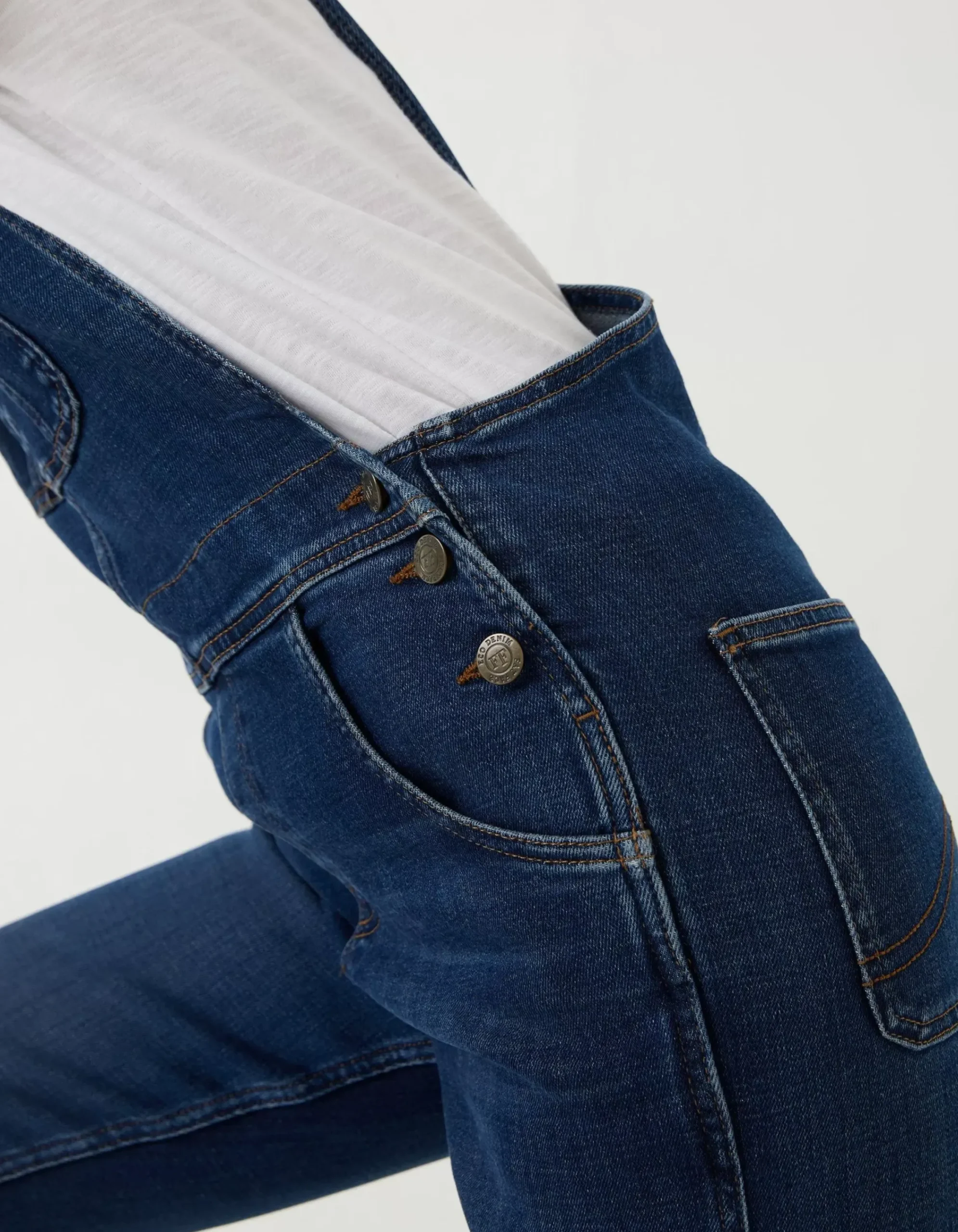 FatFace Lewes Slim Leg Denim Dungarees Vintage Blue Clearance