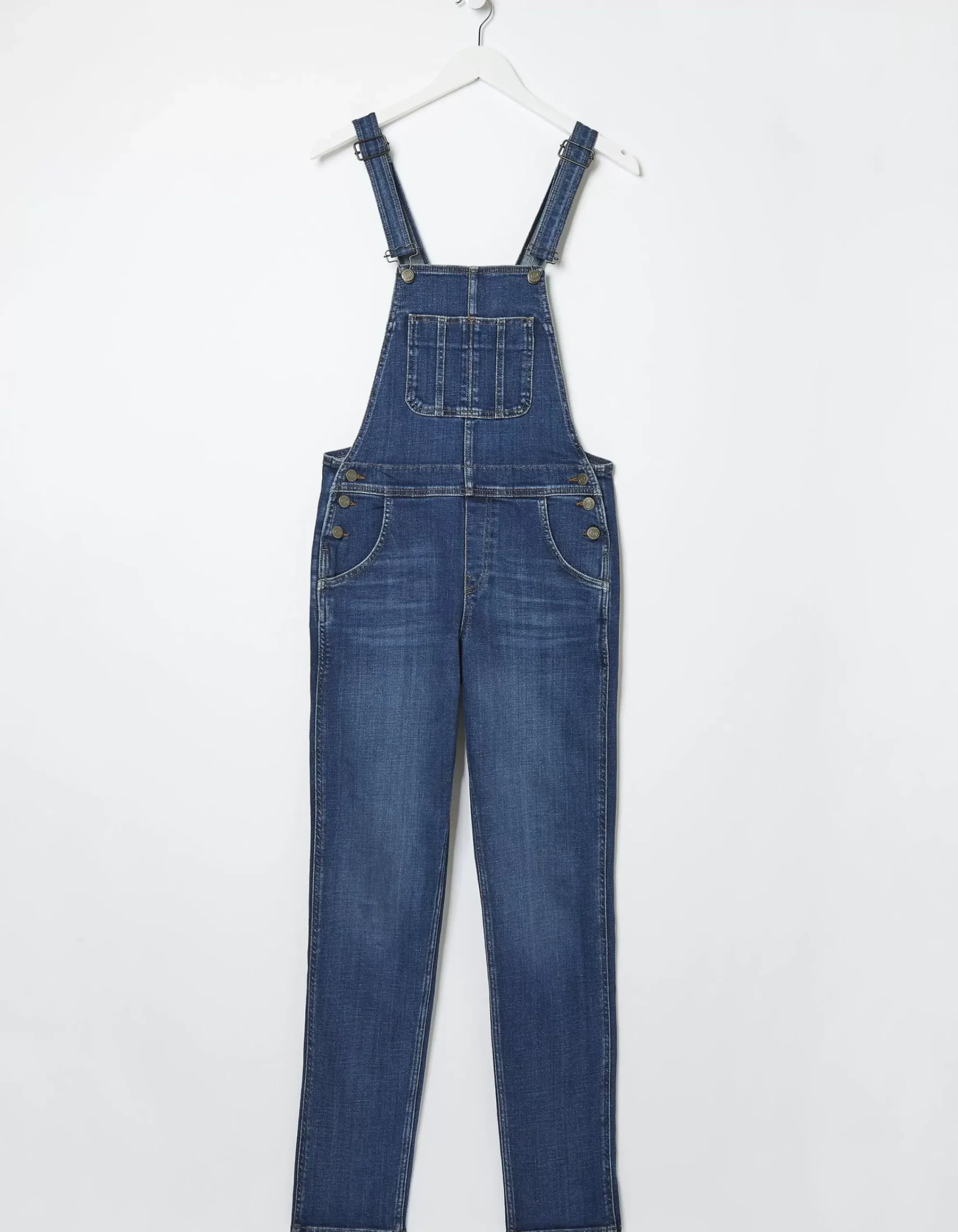 FatFace Lewes Slim Leg Denim Dungarees Vintage Blue Clearance