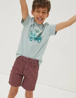 FatFace Lewes Twill Shorts Plum Discount
