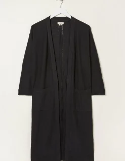 FatFace Lindsay Cotton Linen Longline Cardigan Black New