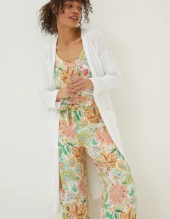 FatFace Lindsay Cotton Linen Longline Cardigan White New