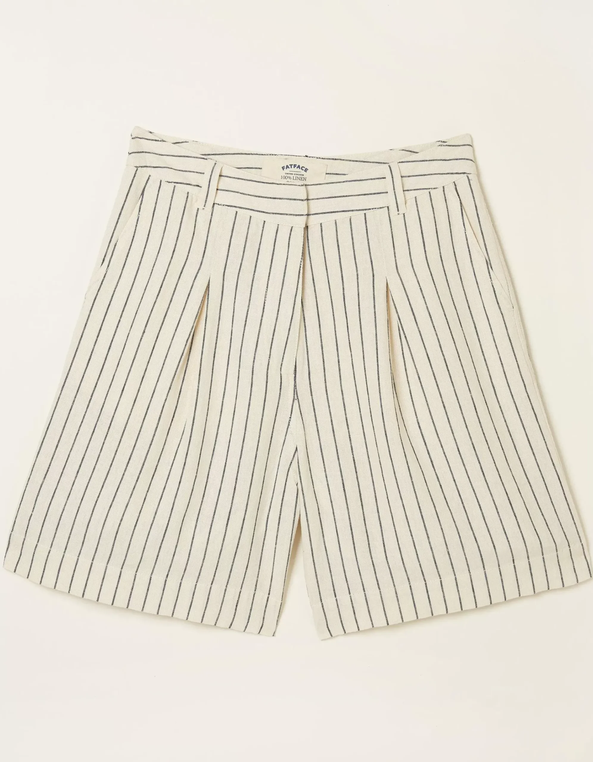 FatFace Linen Stripe Shorts Cream New