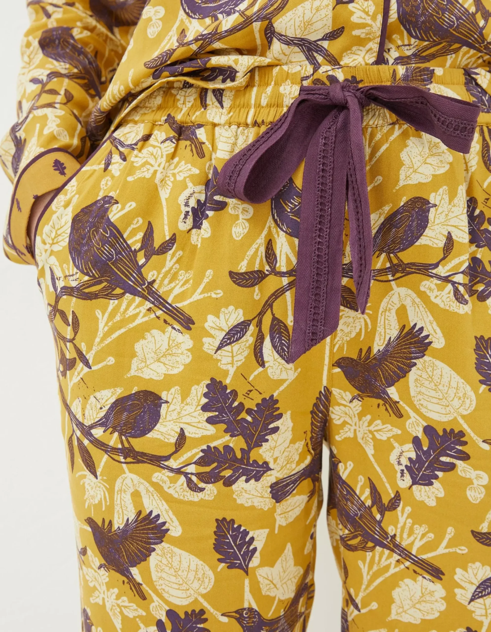 FatFace Lino Bird Pyjama Bottoms Washed Yellow Online