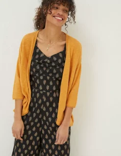 FatFace Lizzy Cotton Linen Cardigan Yellow Discount