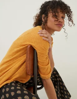FatFace Lizzy Cotton Linen Cardigan Yellow Discount