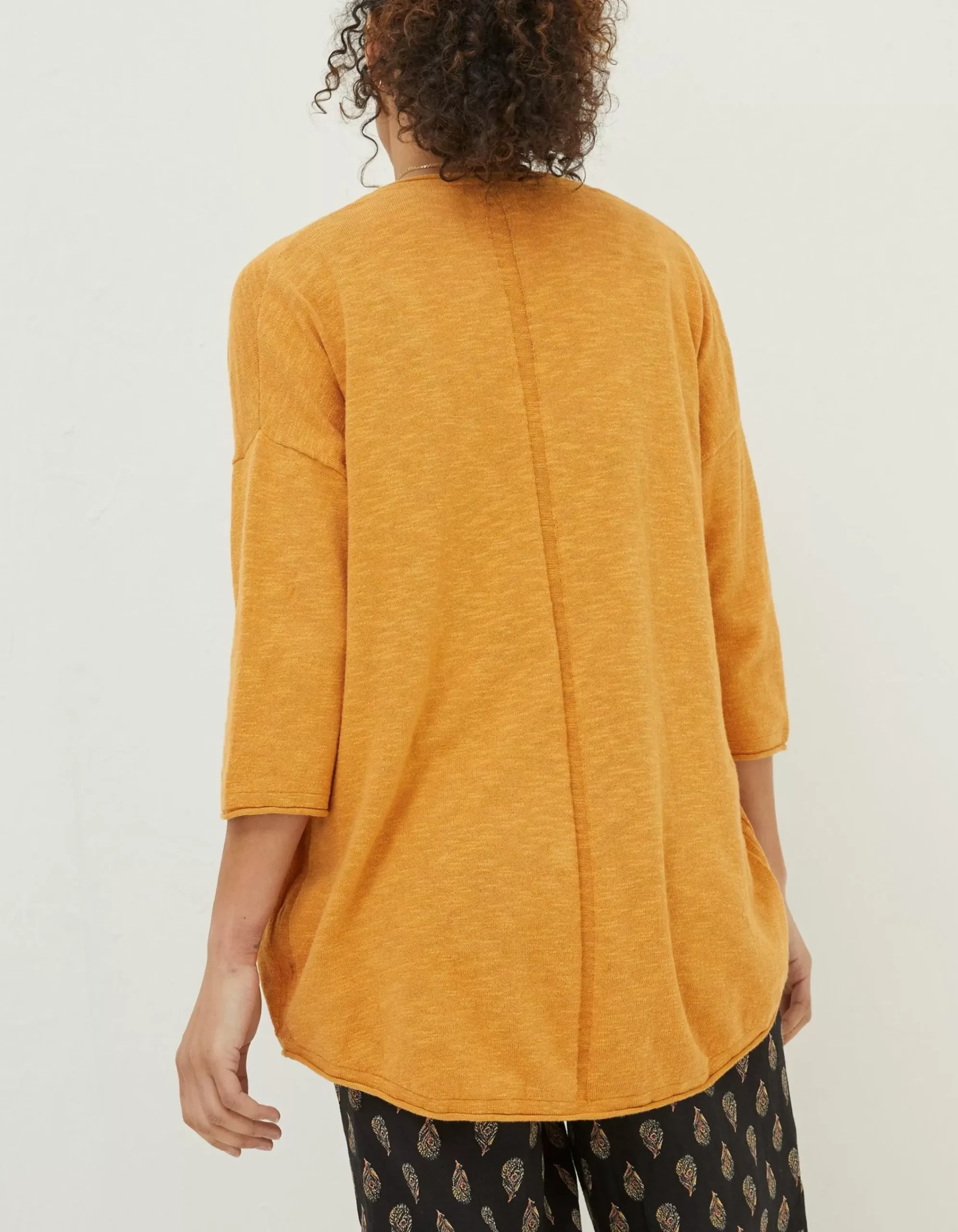 FatFace Lizzy Cotton Linen Cardigan Yellow Discount