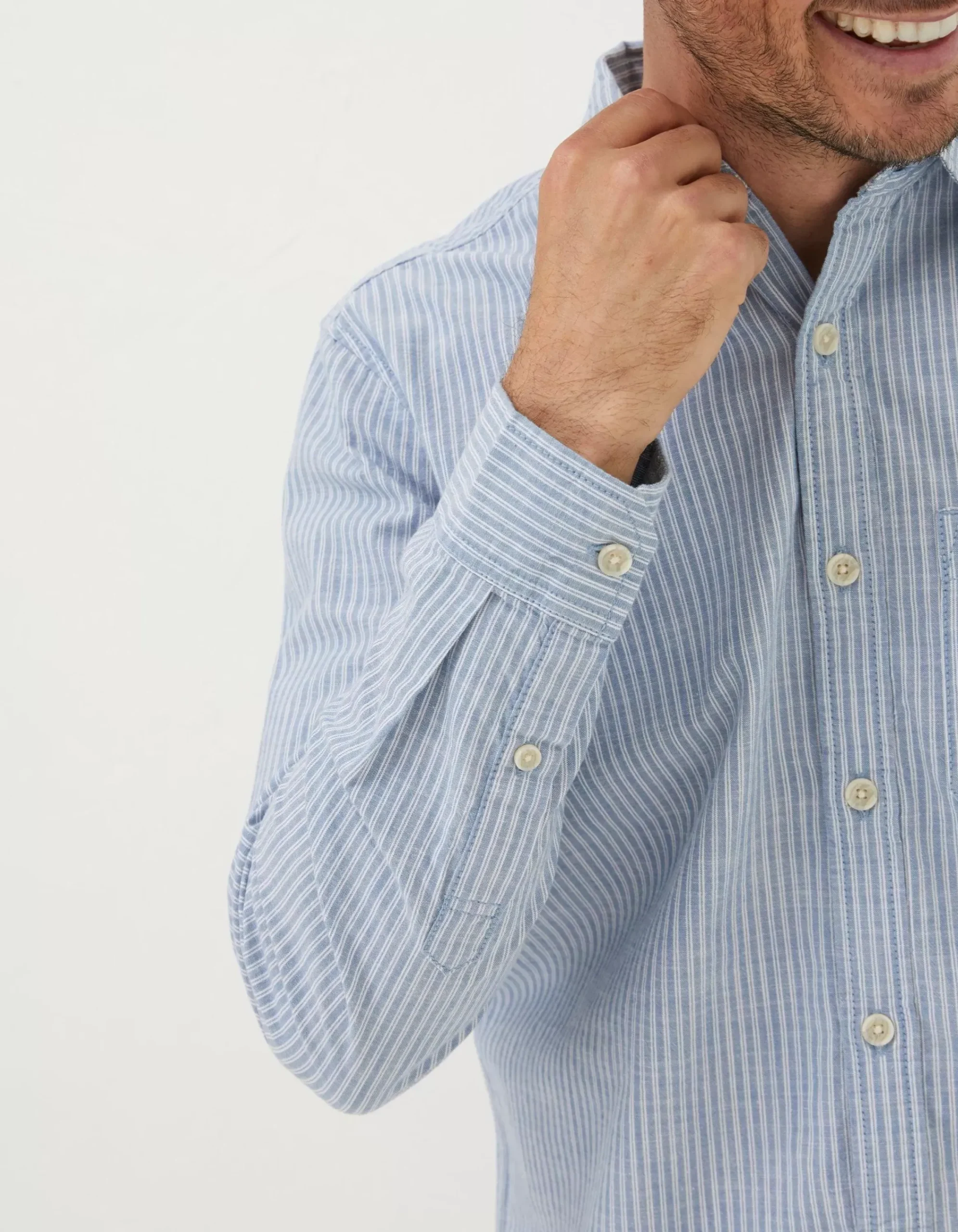 FatFace Long Sleeve Gore Stripe Shirt Blue Clearance