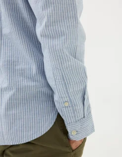 FatFace Long Sleeve Gore Stripe Shirt Blue Clearance