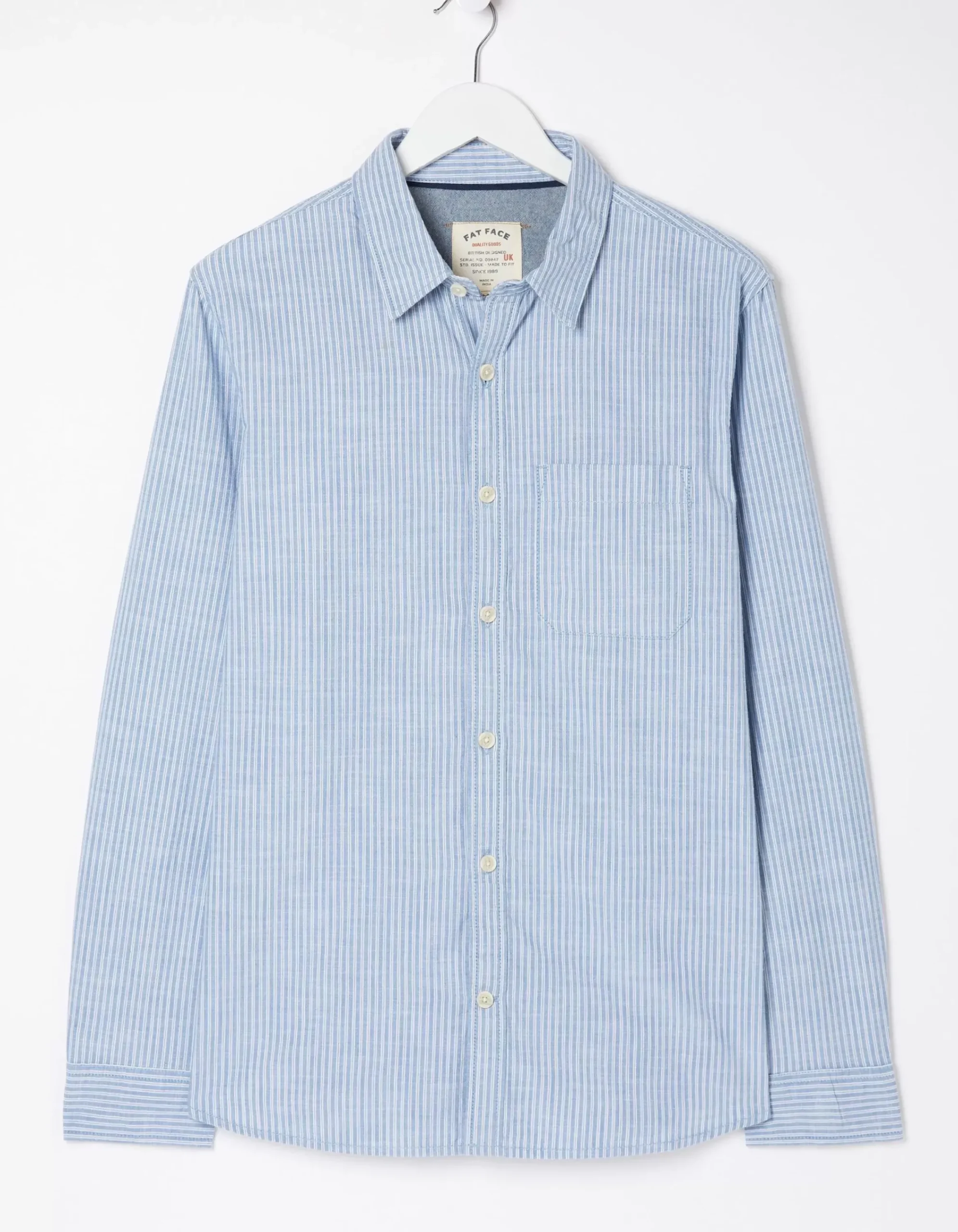 FatFace Long Sleeve Gore Stripe Shirt Blue Clearance