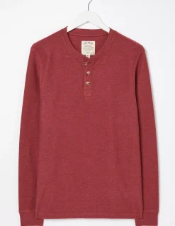 FatFace Long Sleeve Kintbury Henley Burgundy Outlet