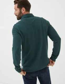 FatFace Long Sleeve Organic Pique Polo Jade Green Discount