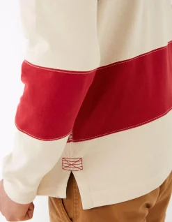 FatFace Long Sleeve Stripe Rugby Sweat Ecru Discount