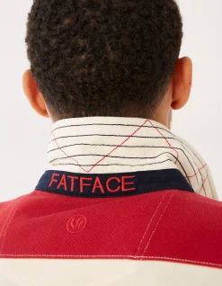 FatFace Long Sleeve Stripe Rugby Sweat Ecru Discount