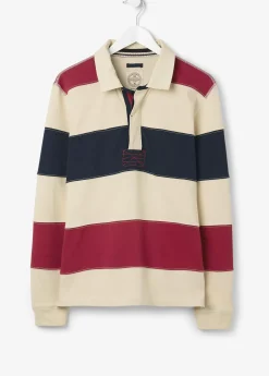 FatFace Long Sleeve Stripe Rugby Sweat Ecru Discount