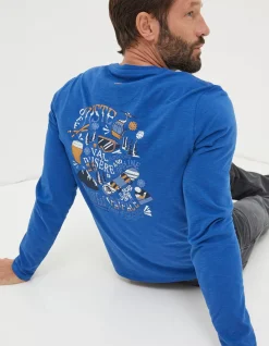 FatFace Long Sleeve Val D'Isere T-Shirt Blue