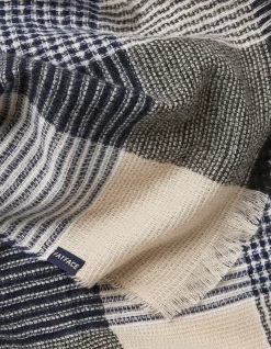 FatFace Lori Large Check Scarf Navy