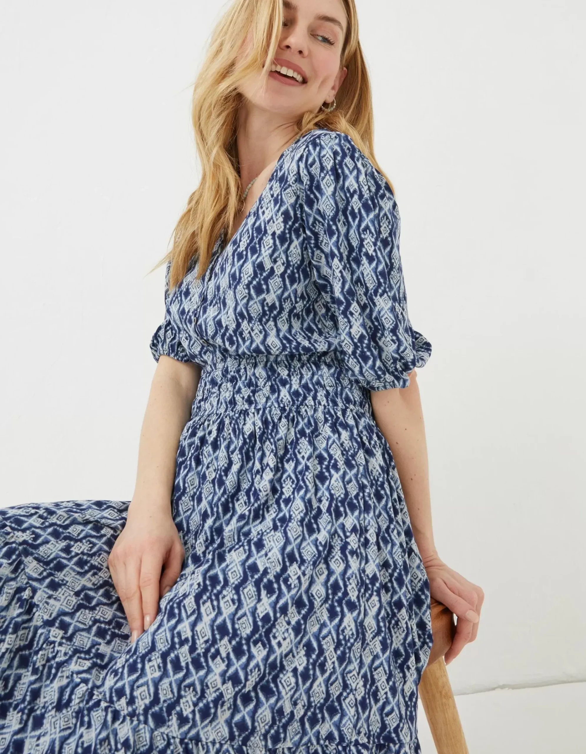FatFace Lottie Geo Jersey Dress Navy Hot