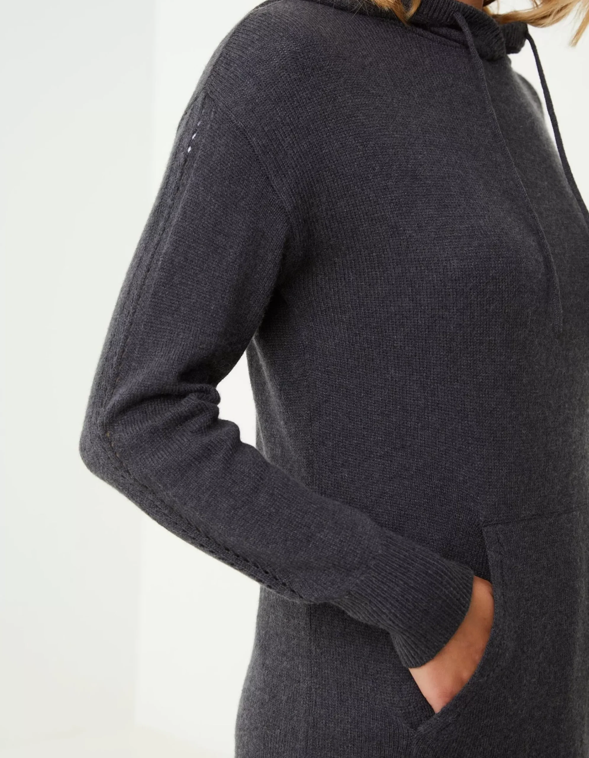 FatFace Lounge Knitted Hoodie Dress Charcoal