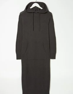 FatFace Lounge Knitted Hoodie Dress Charcoal