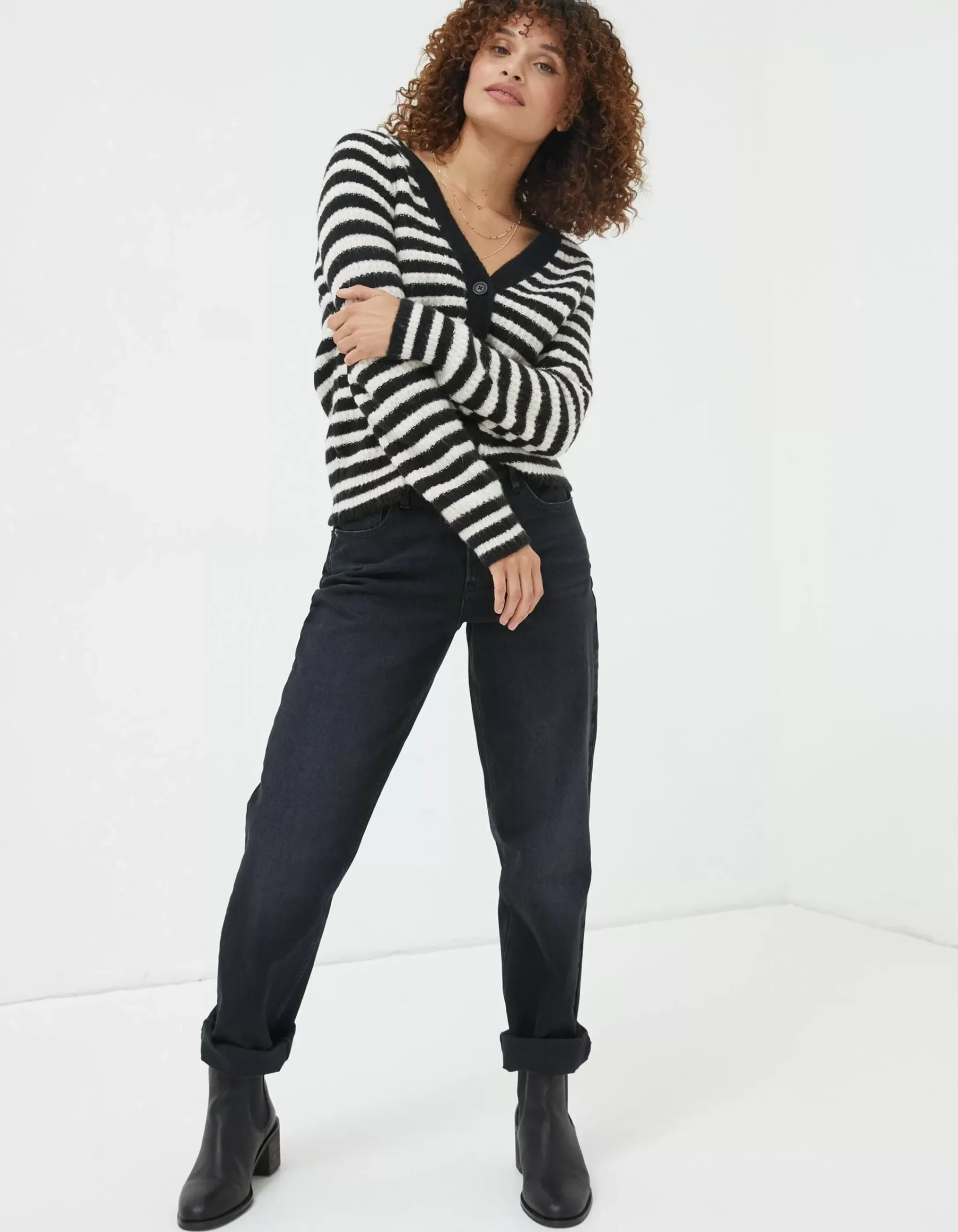 FatFace Ludlow Boyfriend Jeans Washed Black Discount